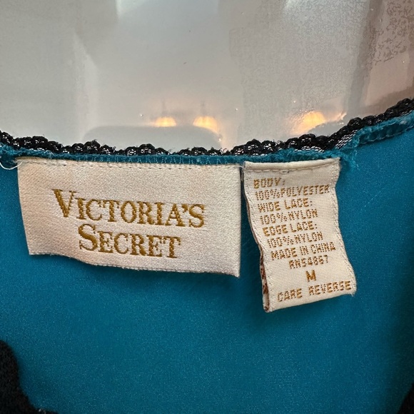 Vintage Victoria’s Secret Gold Label Teddy & Robe Set Size Medium M Ocean Blue - Picture 11 of 15